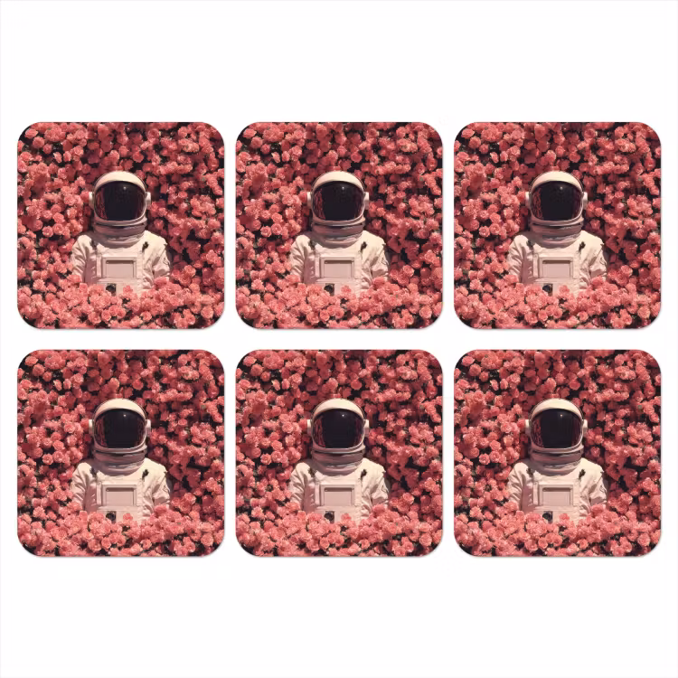 Onderzetter - Bloemen - Roze - Astronaut — 1