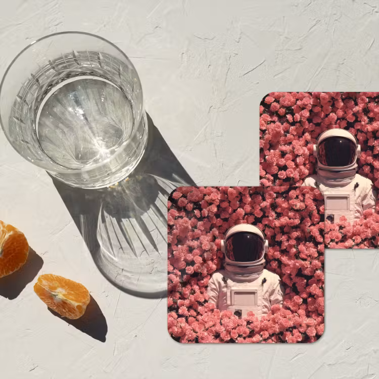 Onderzetter - Bloemen - Roze - Astronaut — 3