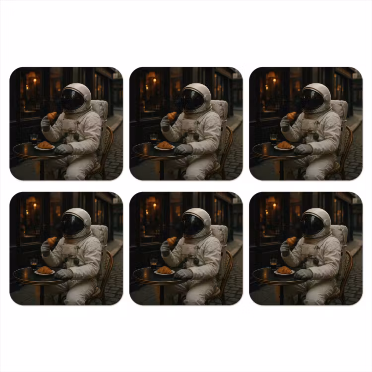 Onderzetter - Café - Croissant - Koffie - Astronaut — 1