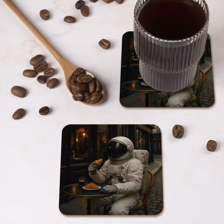 Onderzetter - Café - Croissant - Koffie - Astronaut — 4