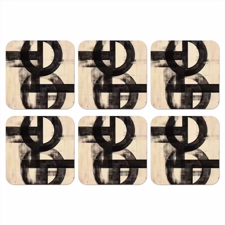 Onderzetter - Cirkels - Balken - Zwart - Abstract — 1