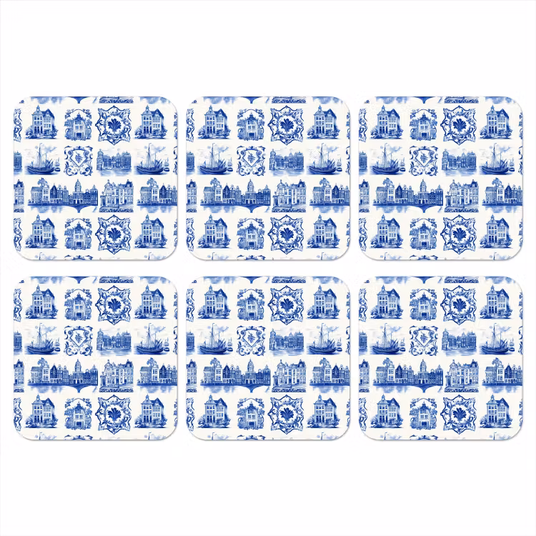 Onderzetter - Huizen - Schepen - Blauw — 1