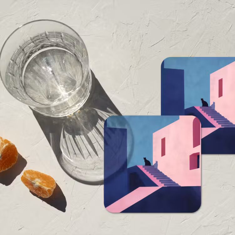 Onderzetter - Kat - Trap - Gebouwen - Schaduwcontrasten — 3