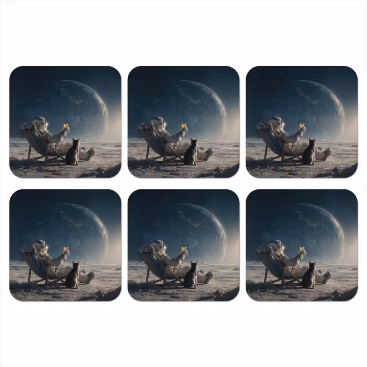 Onderzetter - Maan - Kat - Astronaut - Ruimte — 1