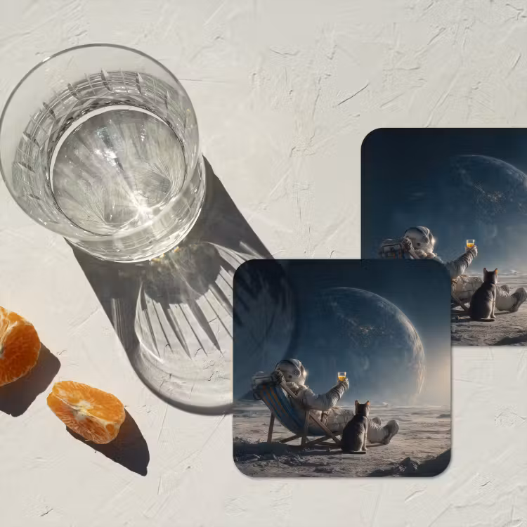 Onderzetter - Maan - Kat - Astronaut - Ruimte — 3