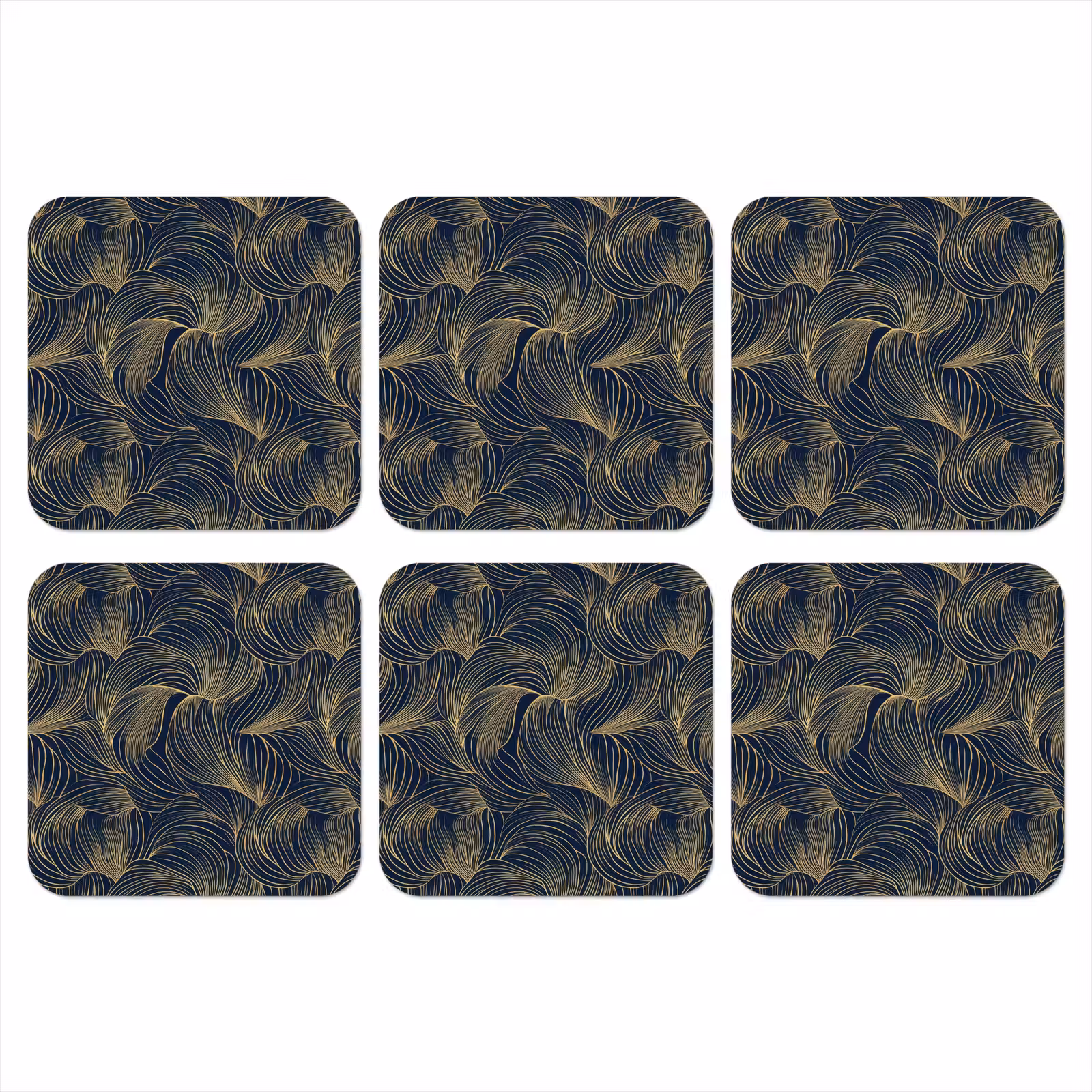 Onderzetter - Abstract - Lijnen - Blauw - Goud — 1