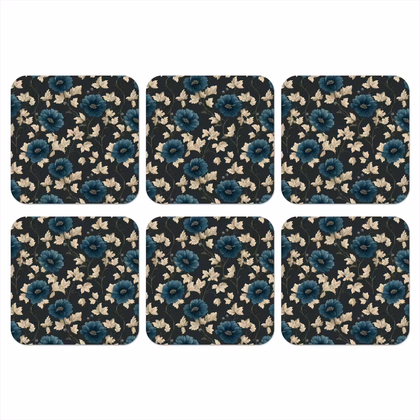 Onderzetter - Botanisch - Bloemen - Blauw — 1