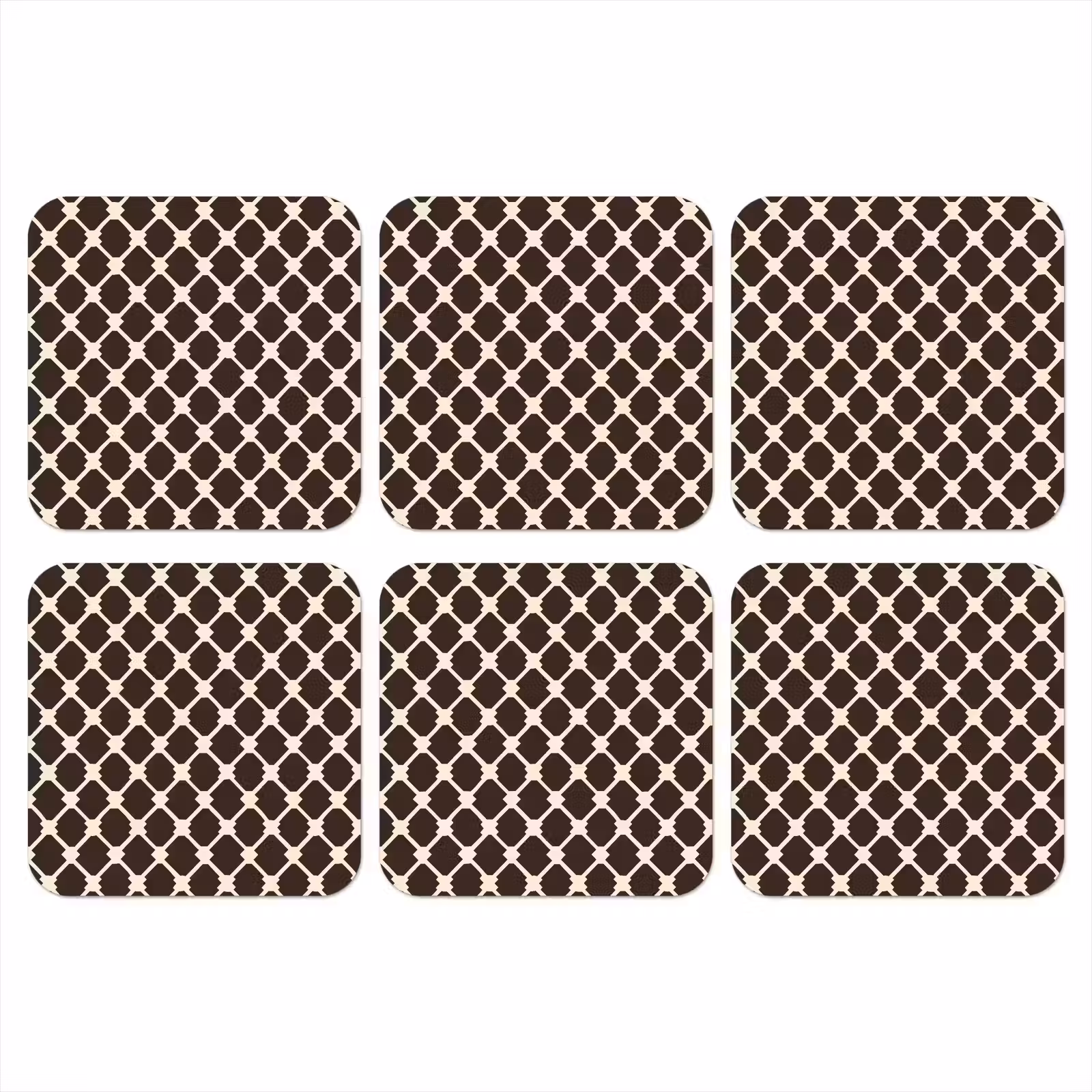Onderzetter - Bruin - Ruitpatroon - Geometrisch — 1