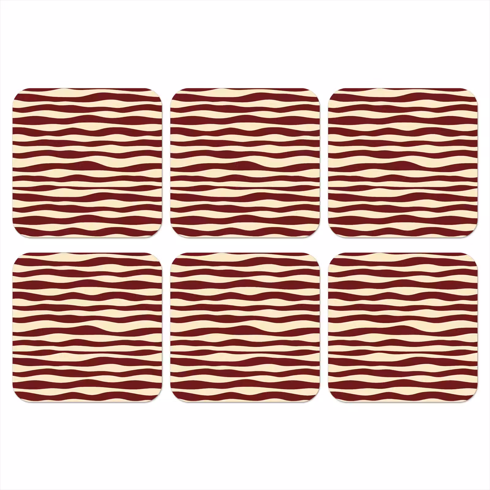 Onderzetter - Golven - Rood - Patroon - Crème — 1