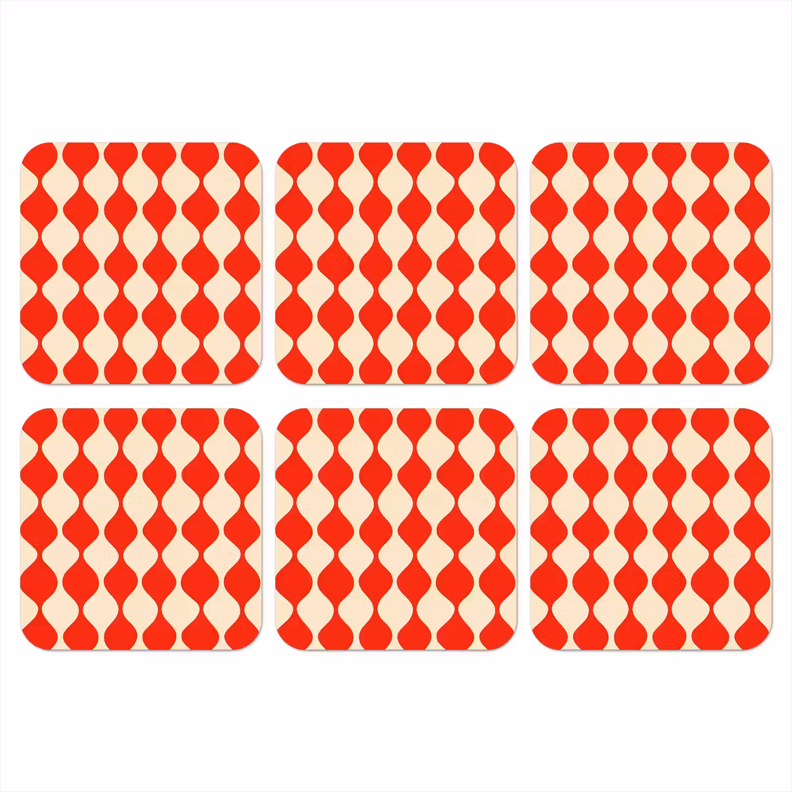Onderzetter - Golvend patroon - Retro - Rood - Beige — 1