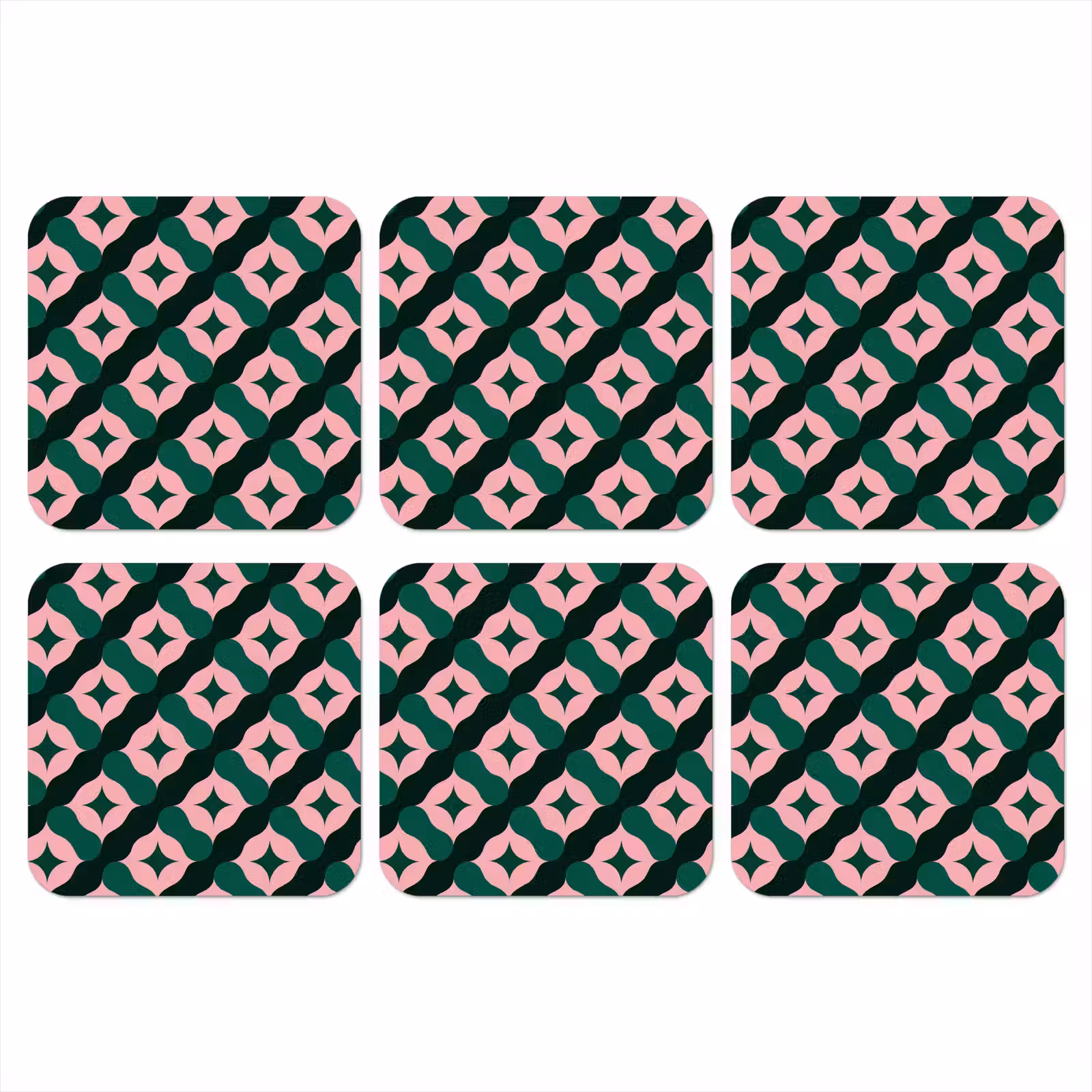 Onderzetter - Groen - Roze - Retro - Sterren — 1