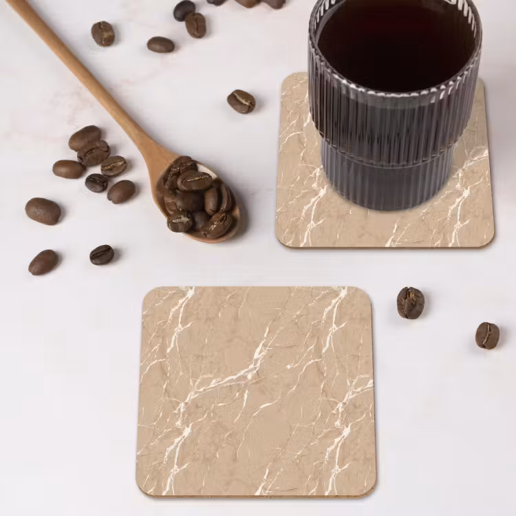 Onderzetter​ - Beige - Marmer - Organisch - Wit — 4