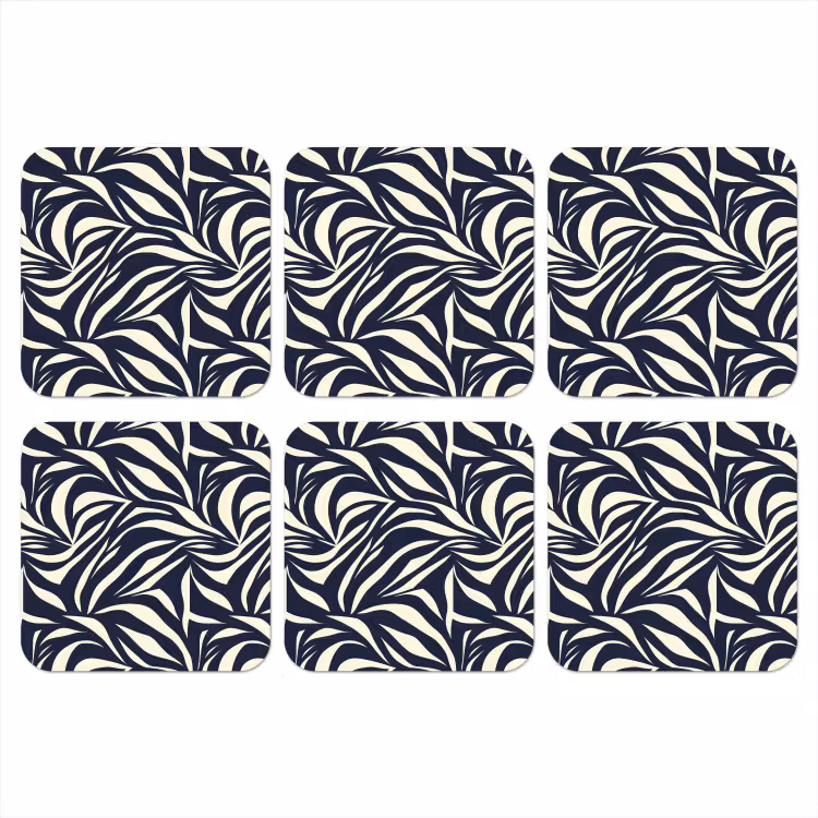 Onderzetter - Bladvormen - Blauw - Patroon - Wit — 1