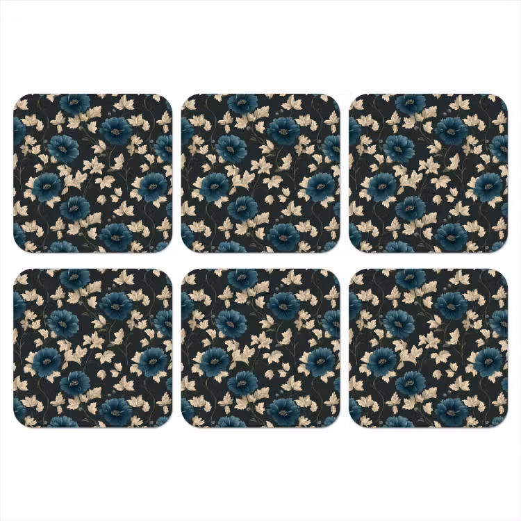 Onderzetter - Botanisch - Bloemen - Blauw — 1