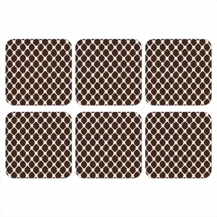 Onderzetter - Bruin - Ruitpatroon - Geometrisch — 1