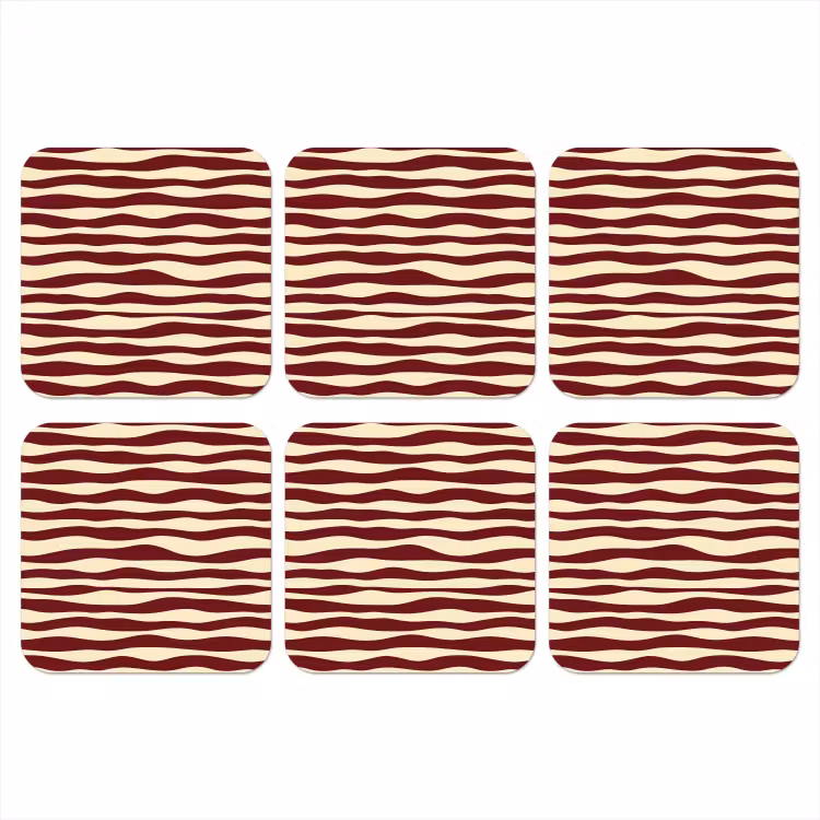 Onderzetter - Golven - Rood - Patroon - Crème — 1