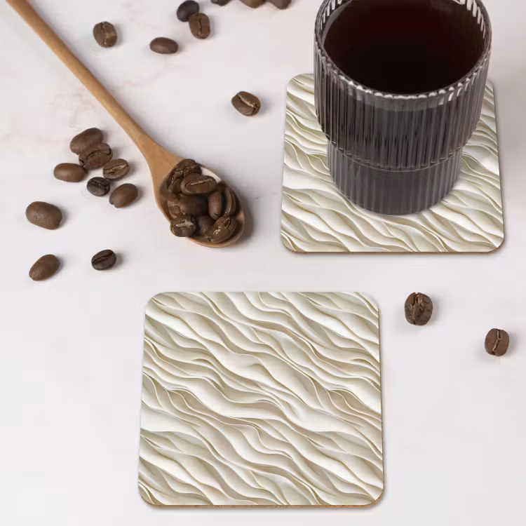 Onderzetter - Golven - Wit - Minimalistisch — 4