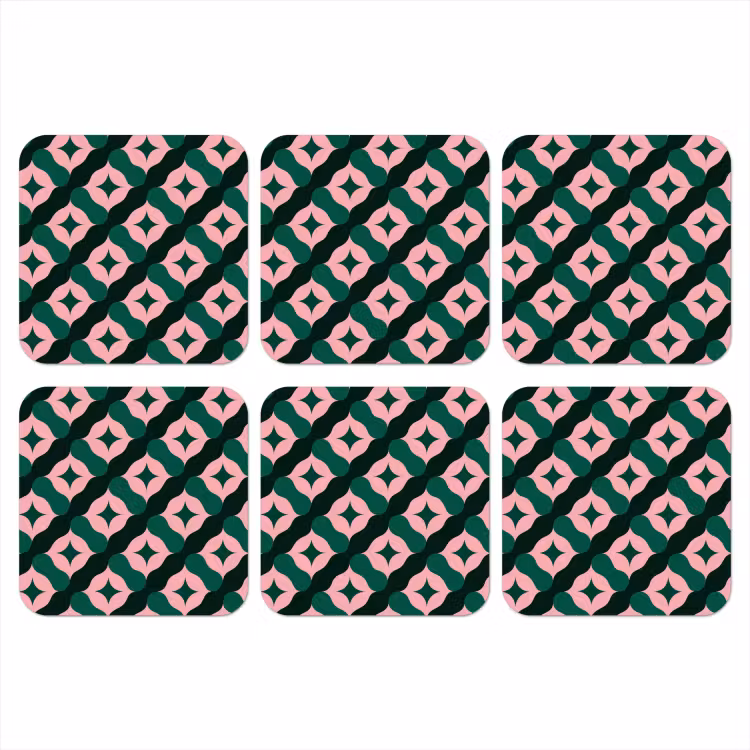 Onderzetter - Groen - Roze - Retro - Sterren — 1