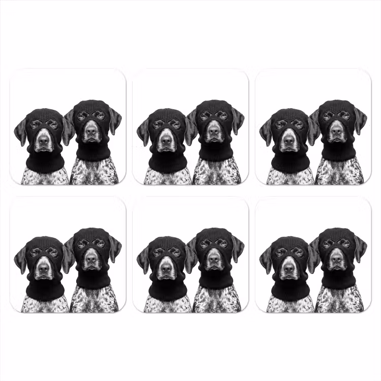 Onderzetter - Honden - Bivakmuts - Zwart - wit — 1