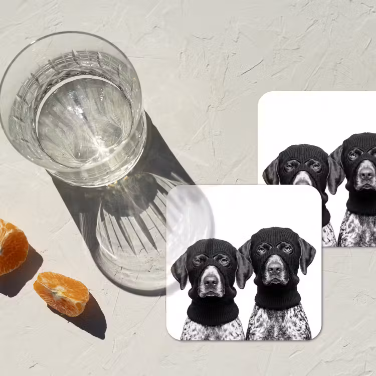 Onderzetter - Honden - Bivakmuts - Zwart - wit — 3