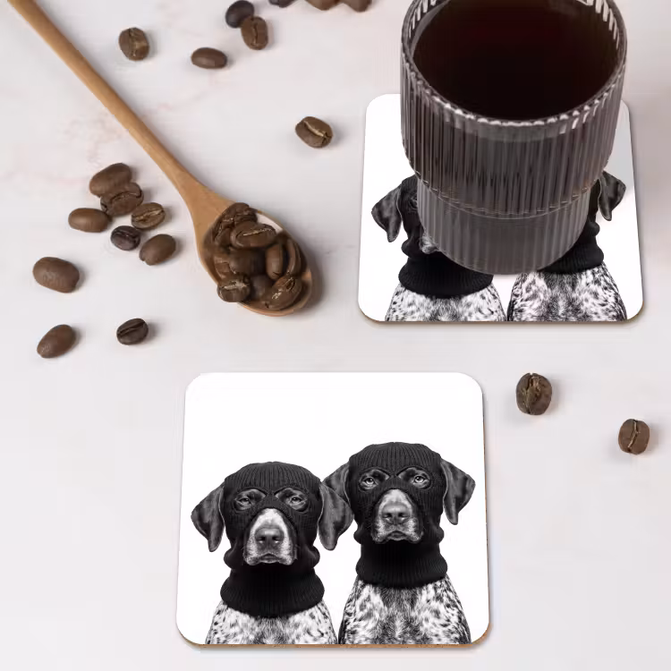 Onderzetter - Honden - Bivakmuts - Zwart - wit — 4