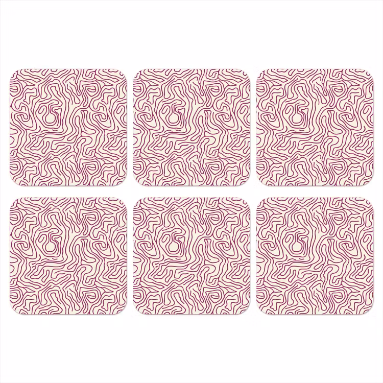 Onderzetter - Kronkelende lijn - Magenta - Crème — 1
