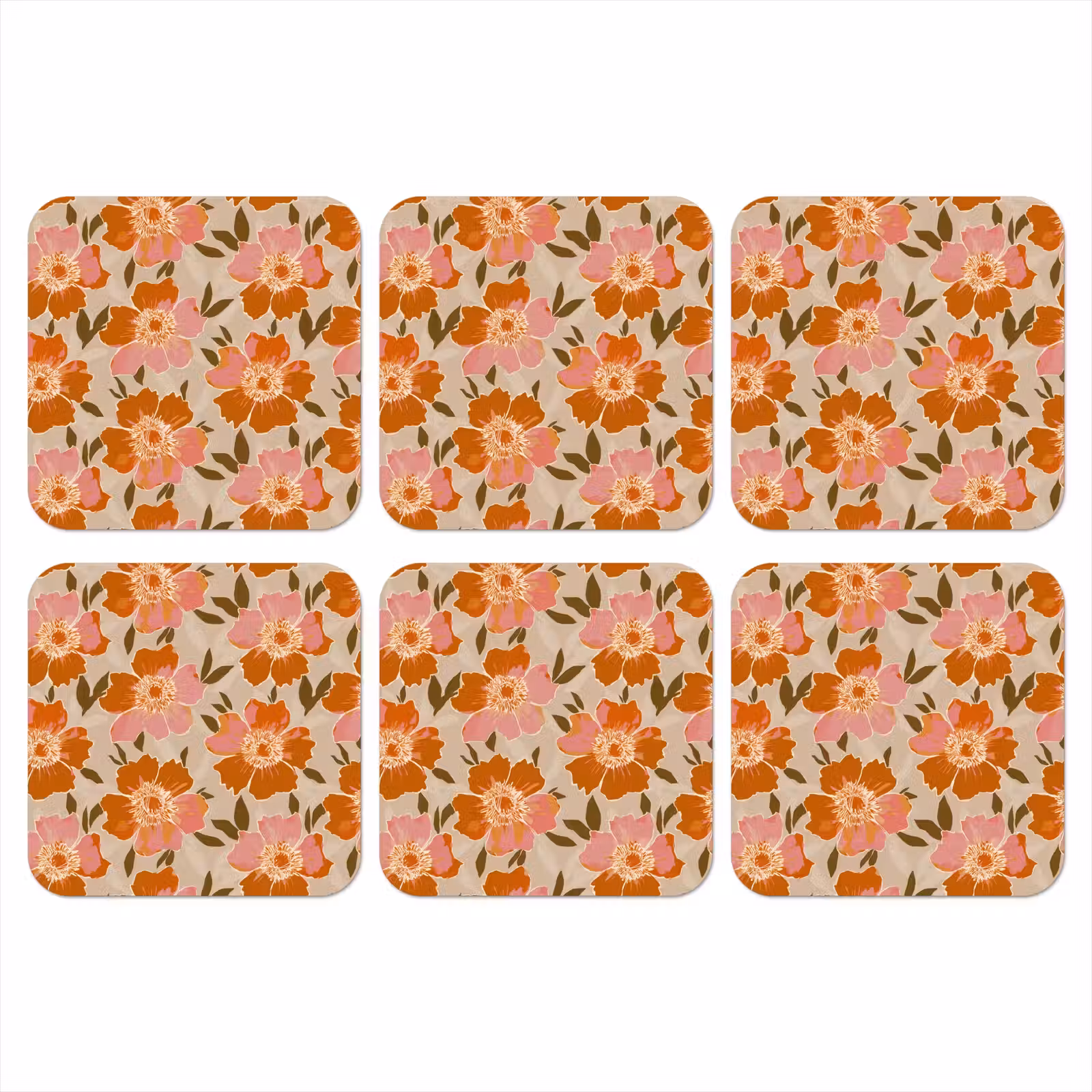 Onderzetter - Bloemen - Motief - Retro — 1