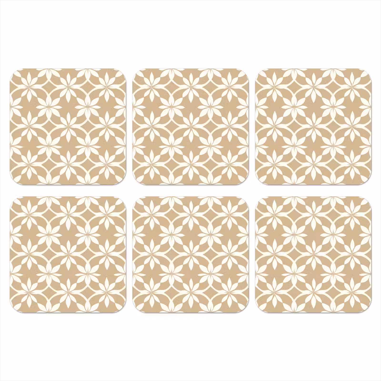 Onderzetter - Bloemen - Patroon - Beige — 1
