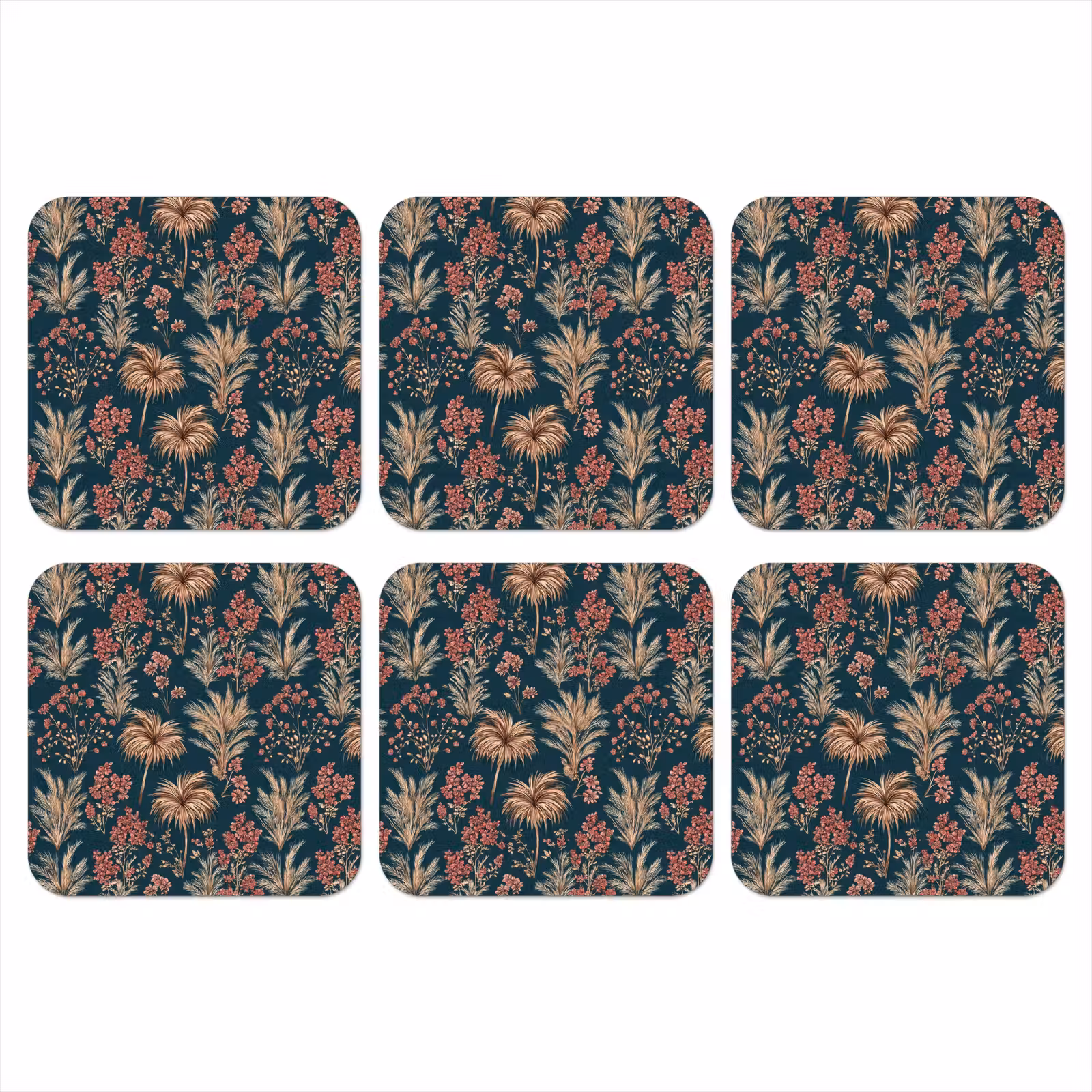 Onderzetter - Botanisch - Patroon - Blauw — 1