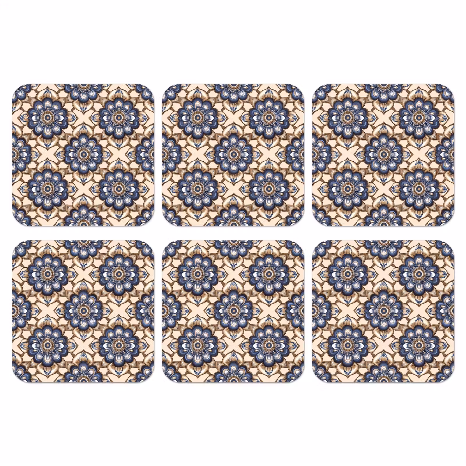 Onderzetter - Floraal - Ornament - Blauw — 1