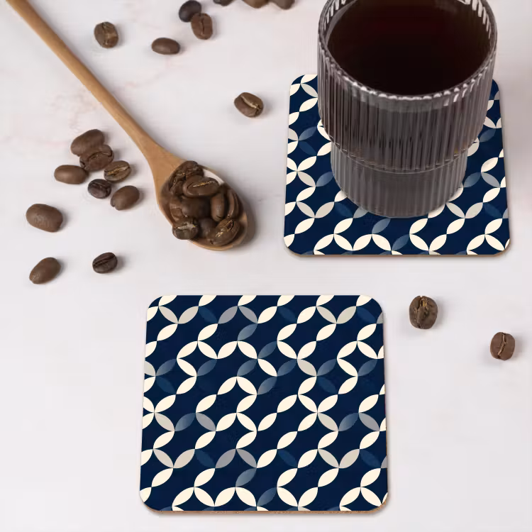 Onderzetter​ - Abstract - Patroon - Blauw — 4