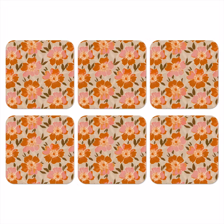 Onderzetter - Bloemen - Motief - Retro — 1