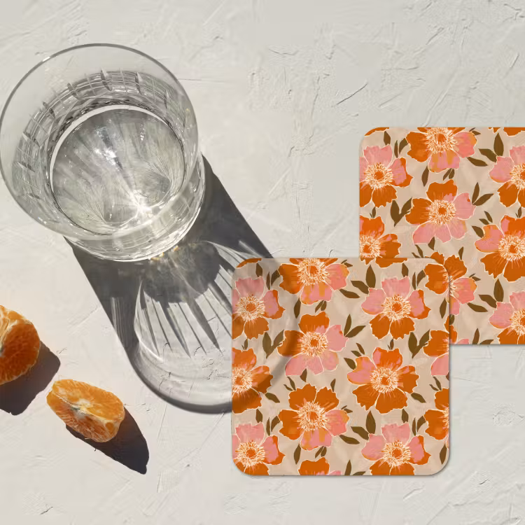 Onderzetter - Bloemen - Motief - Retro — 3