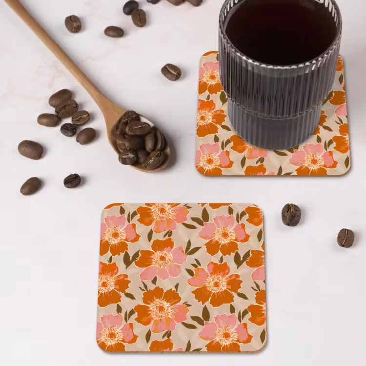 Onderzetter - Bloemen - Motief - Retro — 4