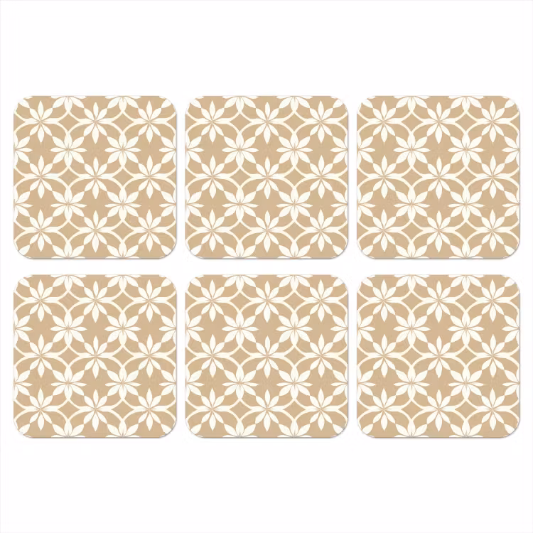 Onderzetter - Bloemen - Patroon - Beige — 1