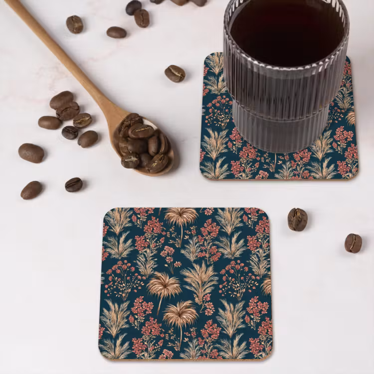 Onderzetter - Botanisch - Patroon - Blauw — 4
