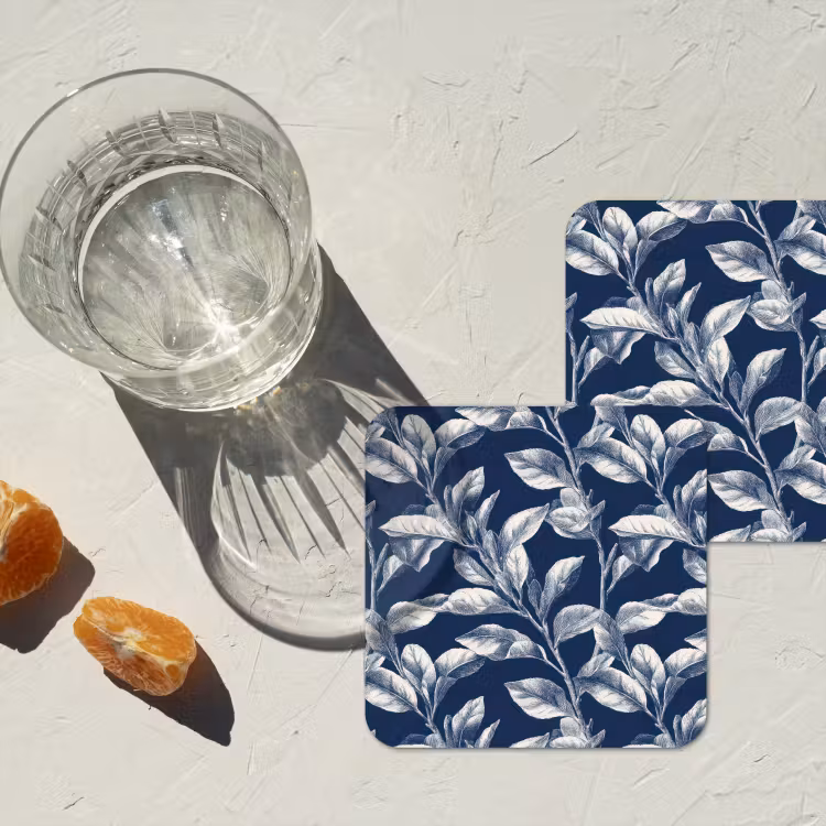 Onderzetter - Botanisch - Patroon - Blauw — 3