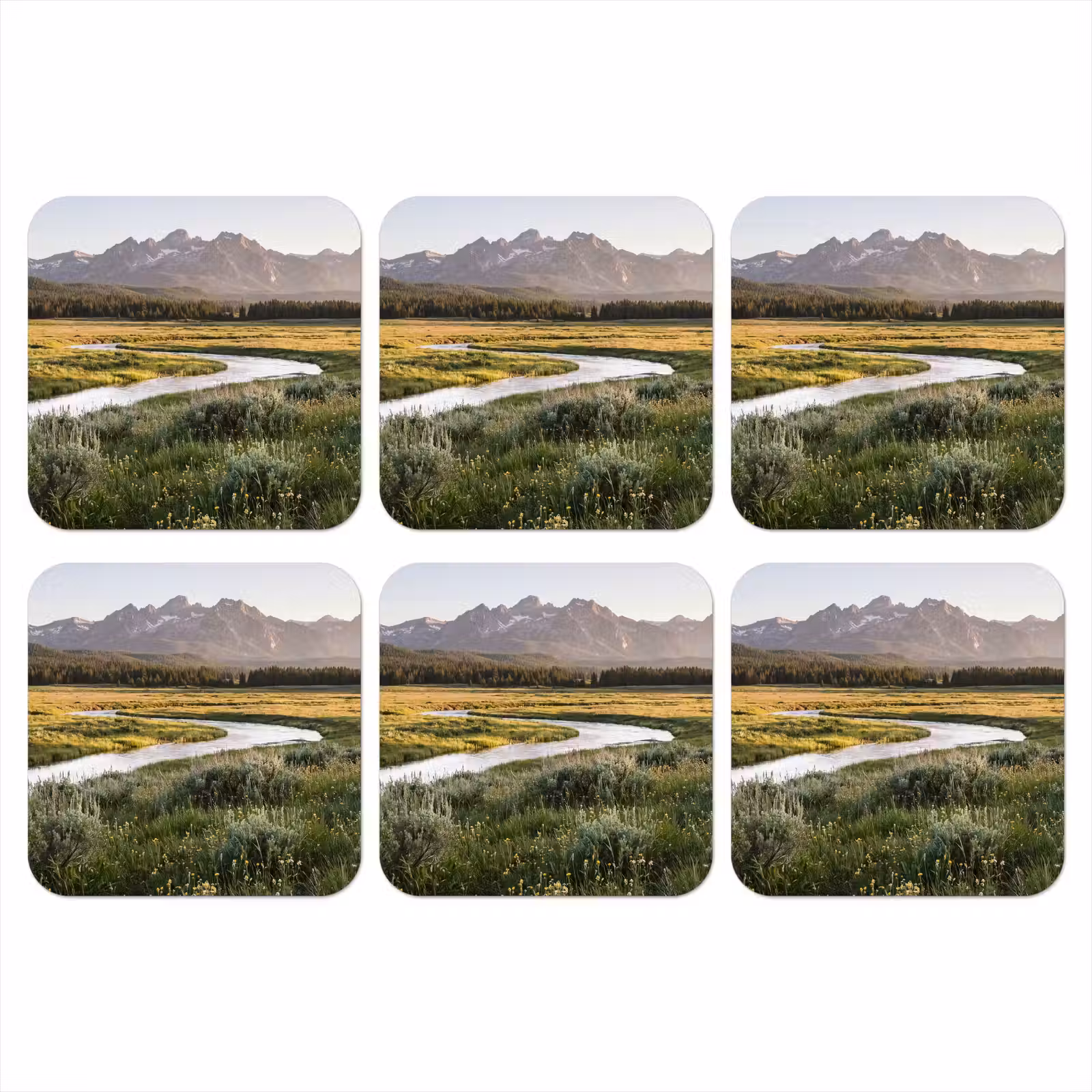 Onderzetter - Berglandschap - Rivier - Bos — 1