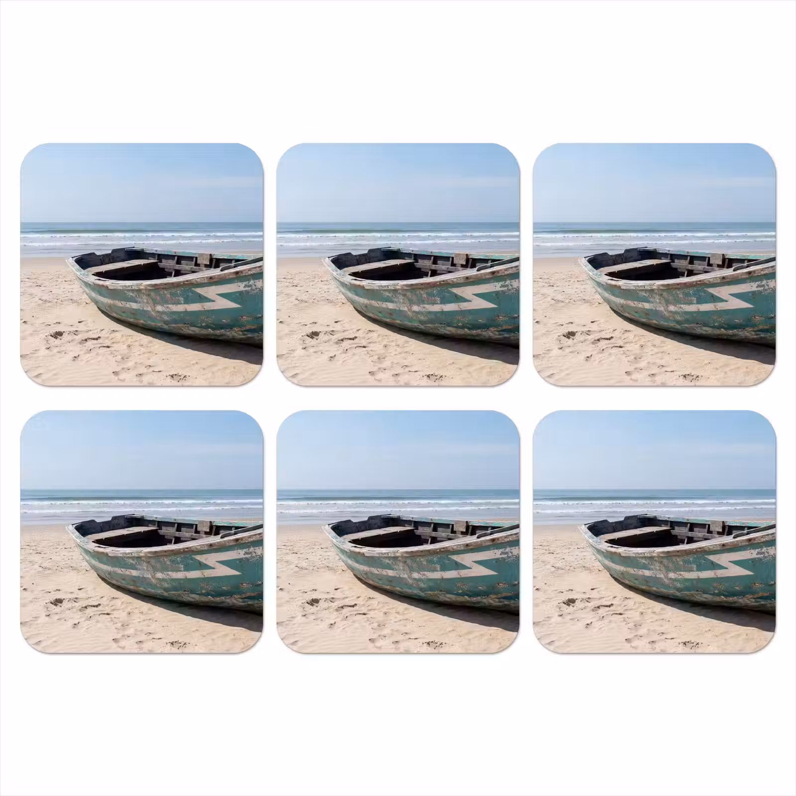 Onderzetter - Boot - Zandstrand - Zee — 1
