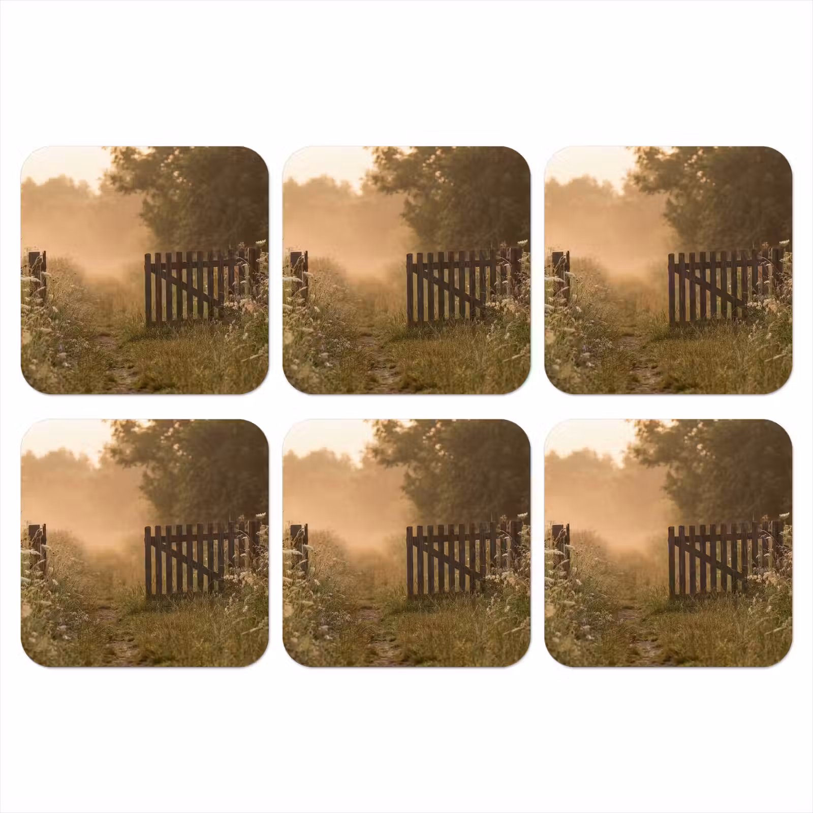 Onderzetter - Hek - Natuur - Mist - Veld — 1