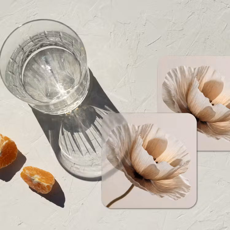 Onderzetter - Bloem - Beige - Crème — 3
