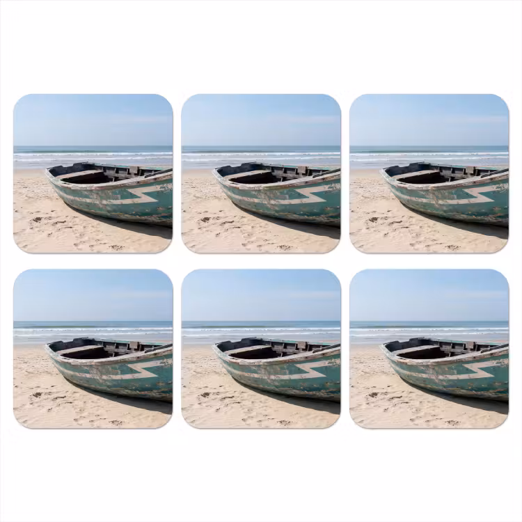 Onderzetter - Boot - Zandstrand - Zee — 1