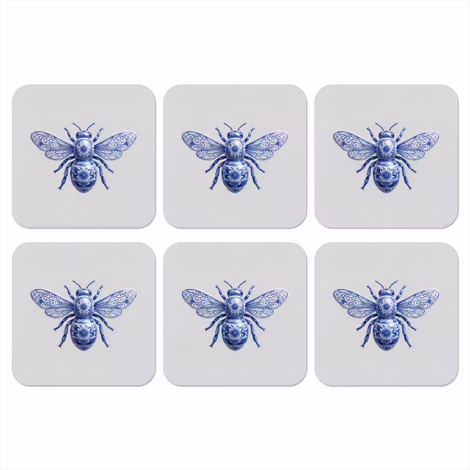 Onderzetter - Bij - Modern - Delfts - Blauw — 1