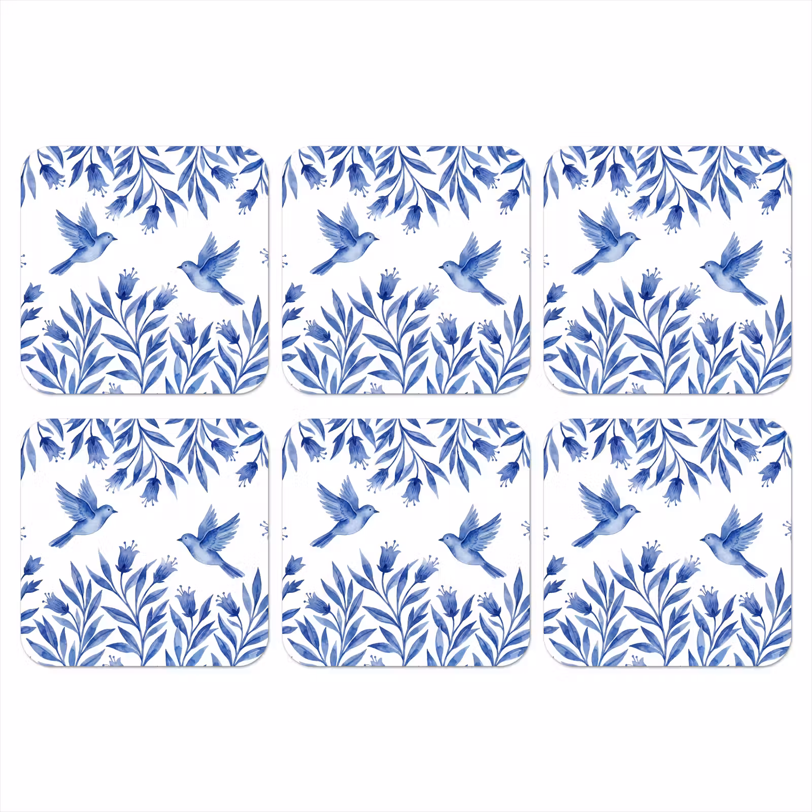 Onderzetter - Modern - Vogels - Delfts - Blauw — 1