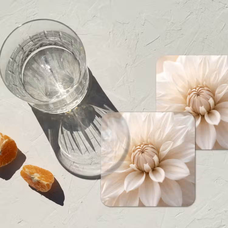 Onderzetter - Bloem - Dahlia - Wit — 3
