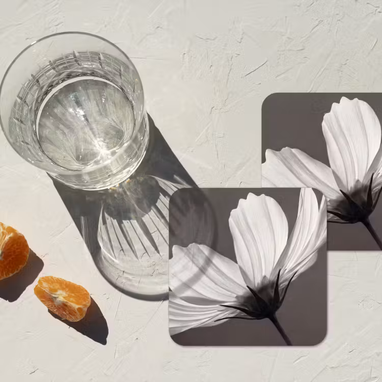 Onderzetter - Bloem - Minimalistisch - Zwart - Wit — 3