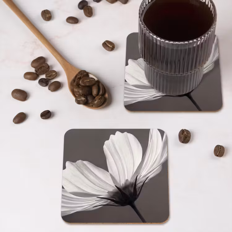 Onderzetter - Bloem - Minimalistisch - Zwart - Wit — 4