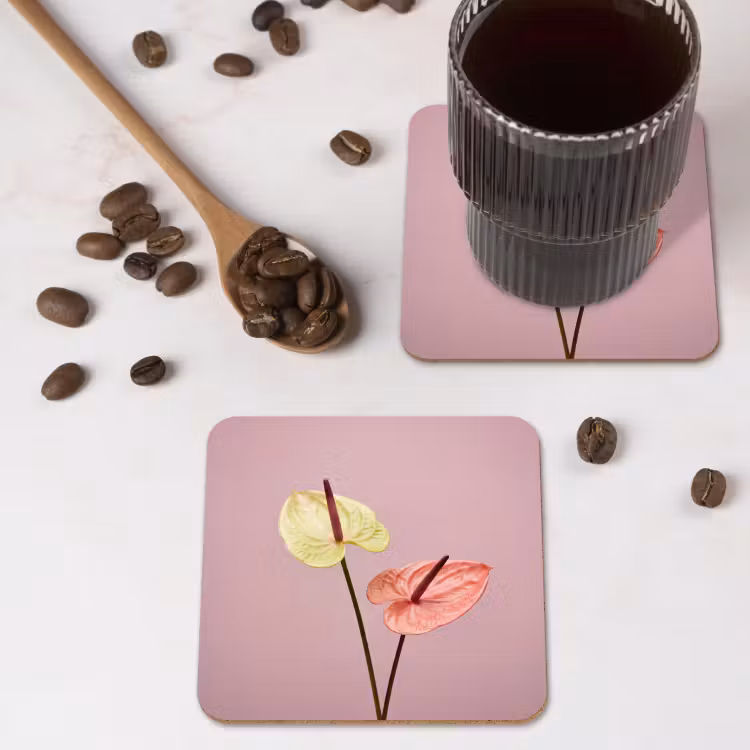 Onderzetter​ - Bloemen - Anthuriums - Geel - Roze — 4
