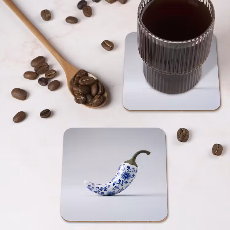Onderzetter - Chilipeper - Keramiek - Blauw — 4