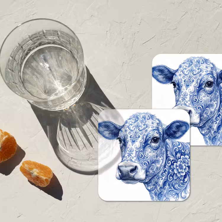 Onderzetter - Illustratie - Koe - Blauw — 3